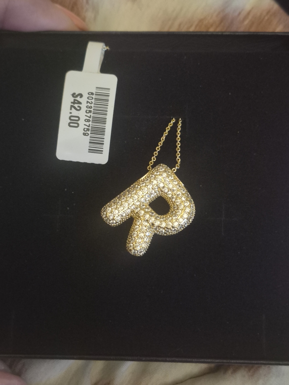 Gold Crystal P Initial Pendant Necklace - Women's Jewelry